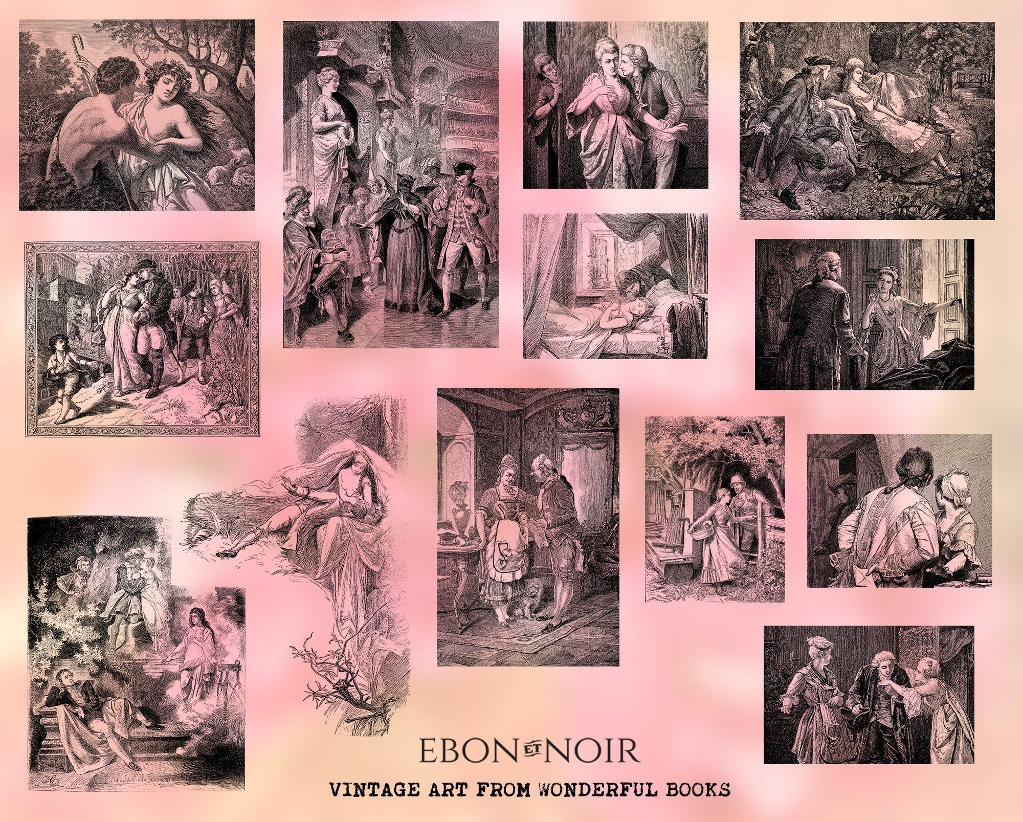 27 Vector EPS's of 19th Century Romance, Pack I, 1890s