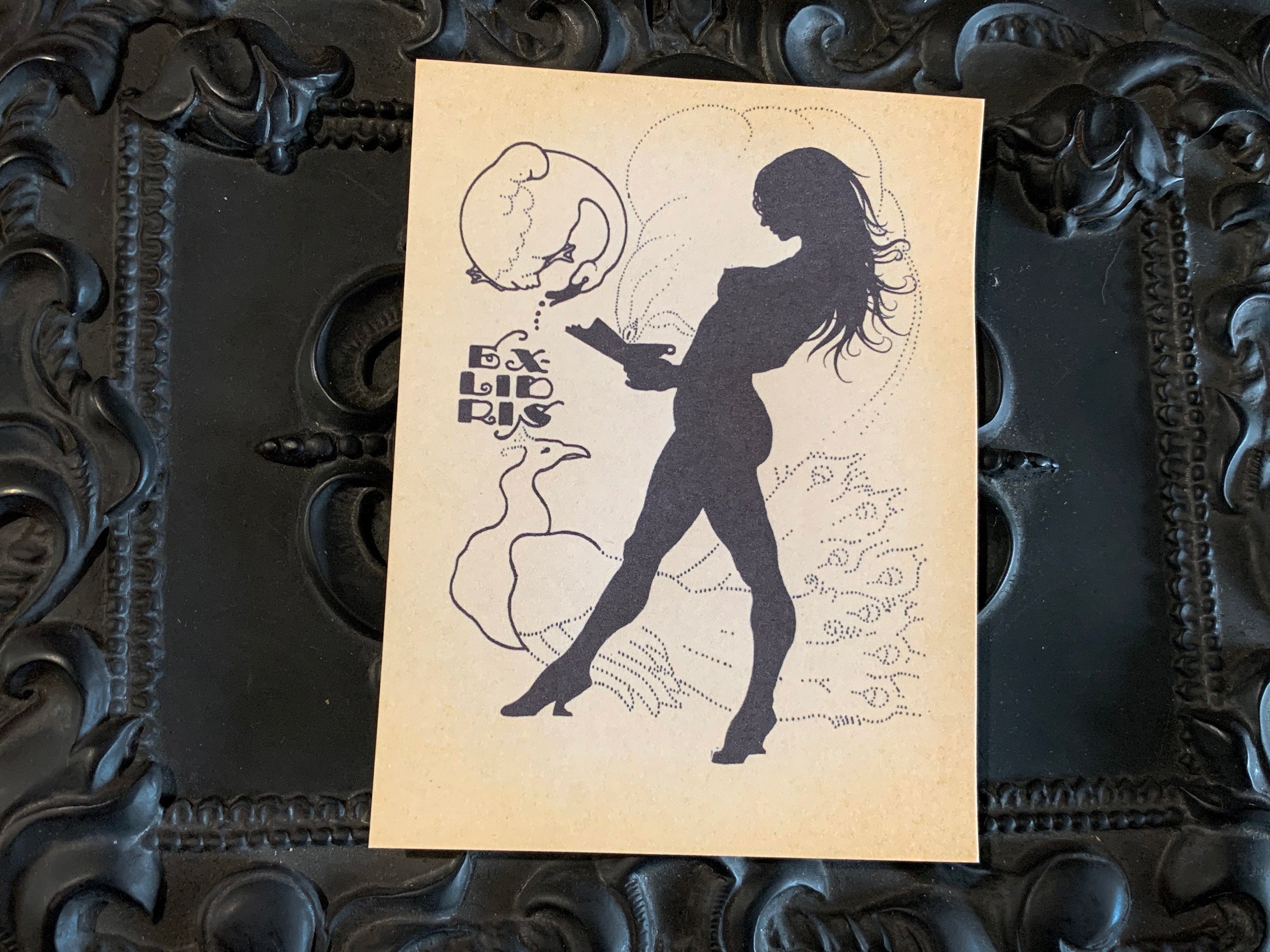 Leda and the Swan, Personalized Erotic Ex-Libris Bookplates, Crafted on Traditional Gummed Paper, 3in x 4in, Set of 30