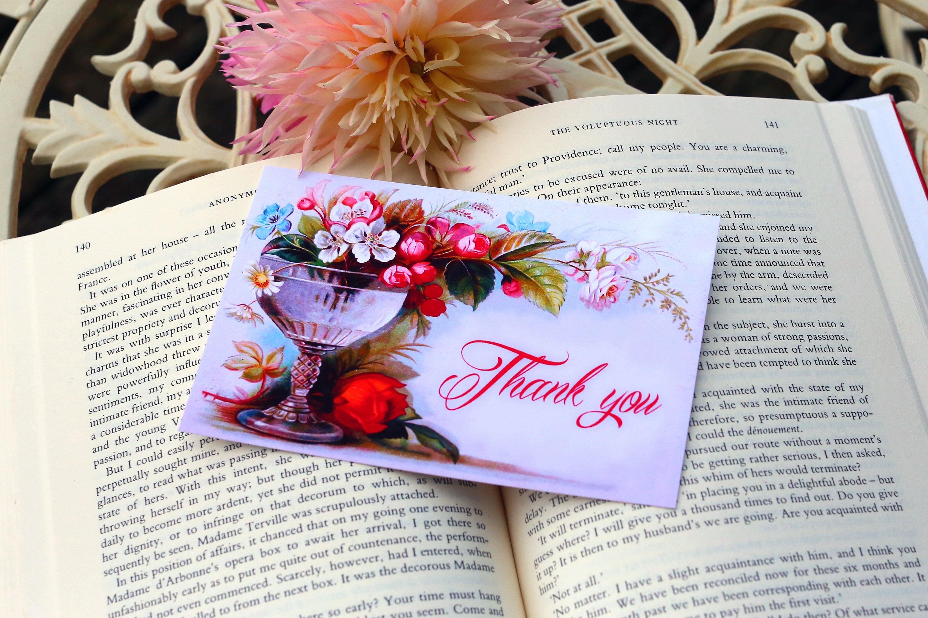 Everyday Victorian Floral "Thank You" Postcard/Greeting Card Set, 12 Cards
