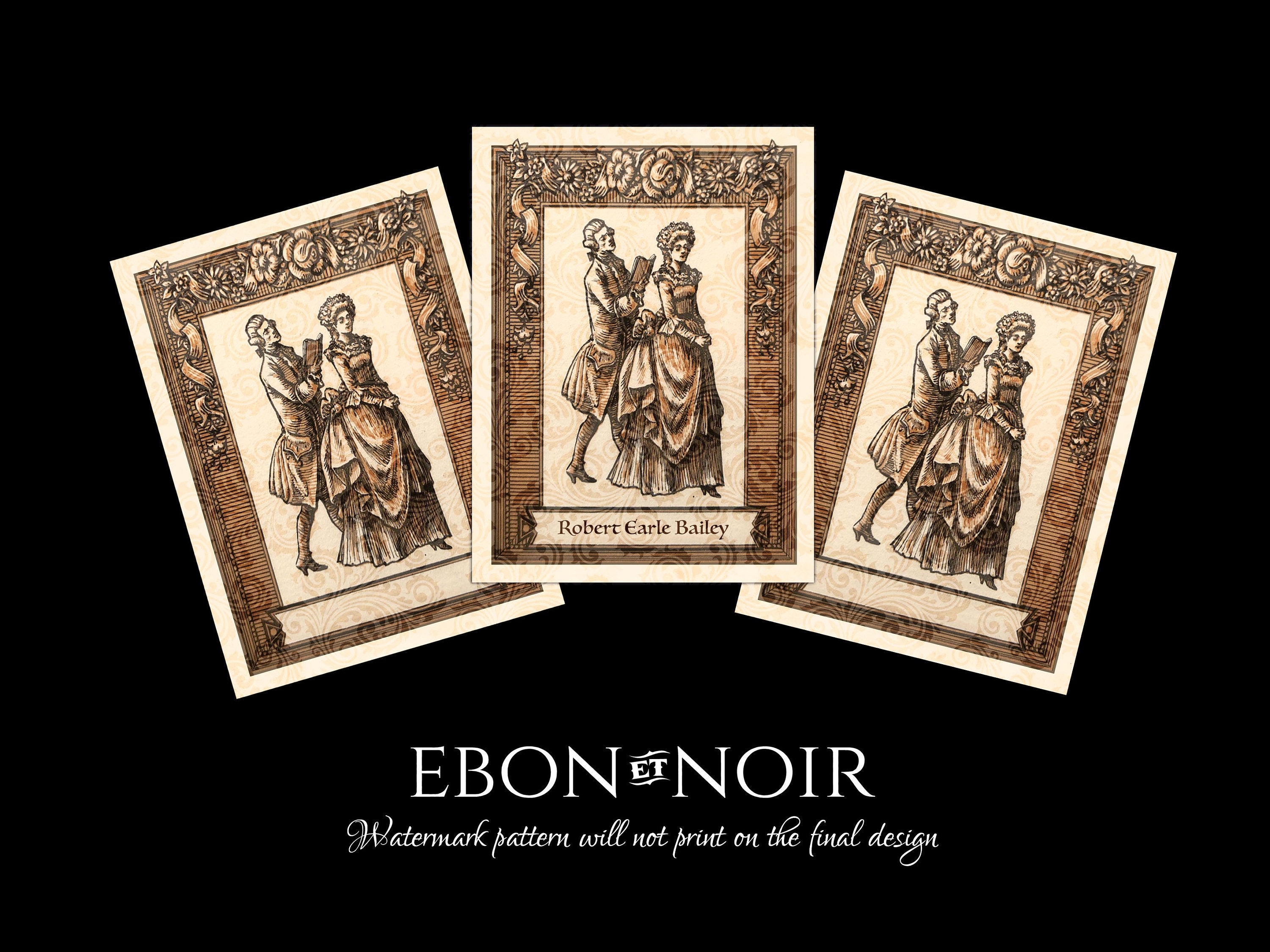 French Courtiers, Personalized Ex-Libris Bookplates, Crafted on Traditional Gummed Paper, 3in x 4in, Set of 30