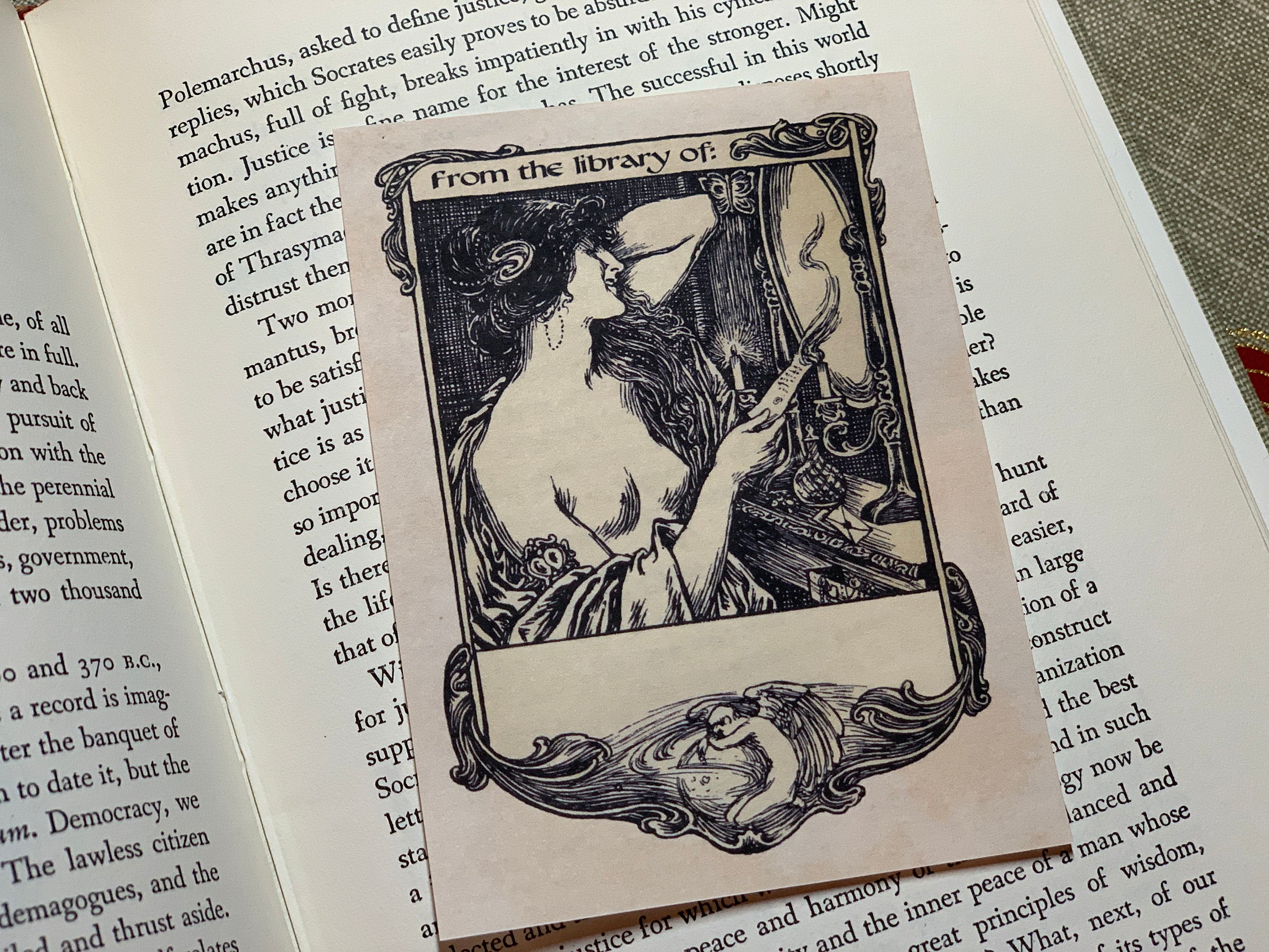 Love Letter, Personalized Erotic Ex-Libris Bookplates, Crafted on Traditional Gummed Paper, 3in x 4in, Set of 30