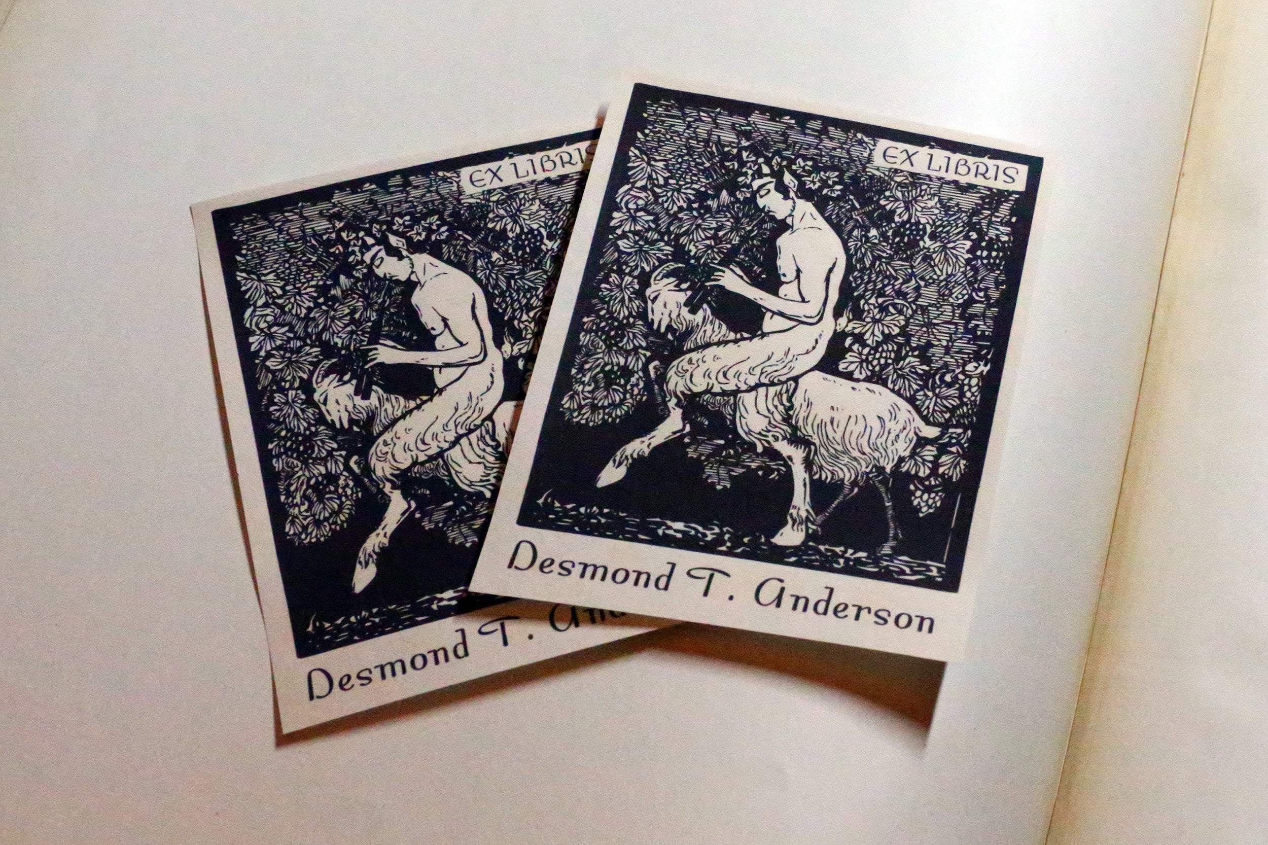 Satyr and Goat, Personalized, Ex-Libris Bookplates, Crafted on Traditional Gummed Paper, 3in x 4in, Set of 30