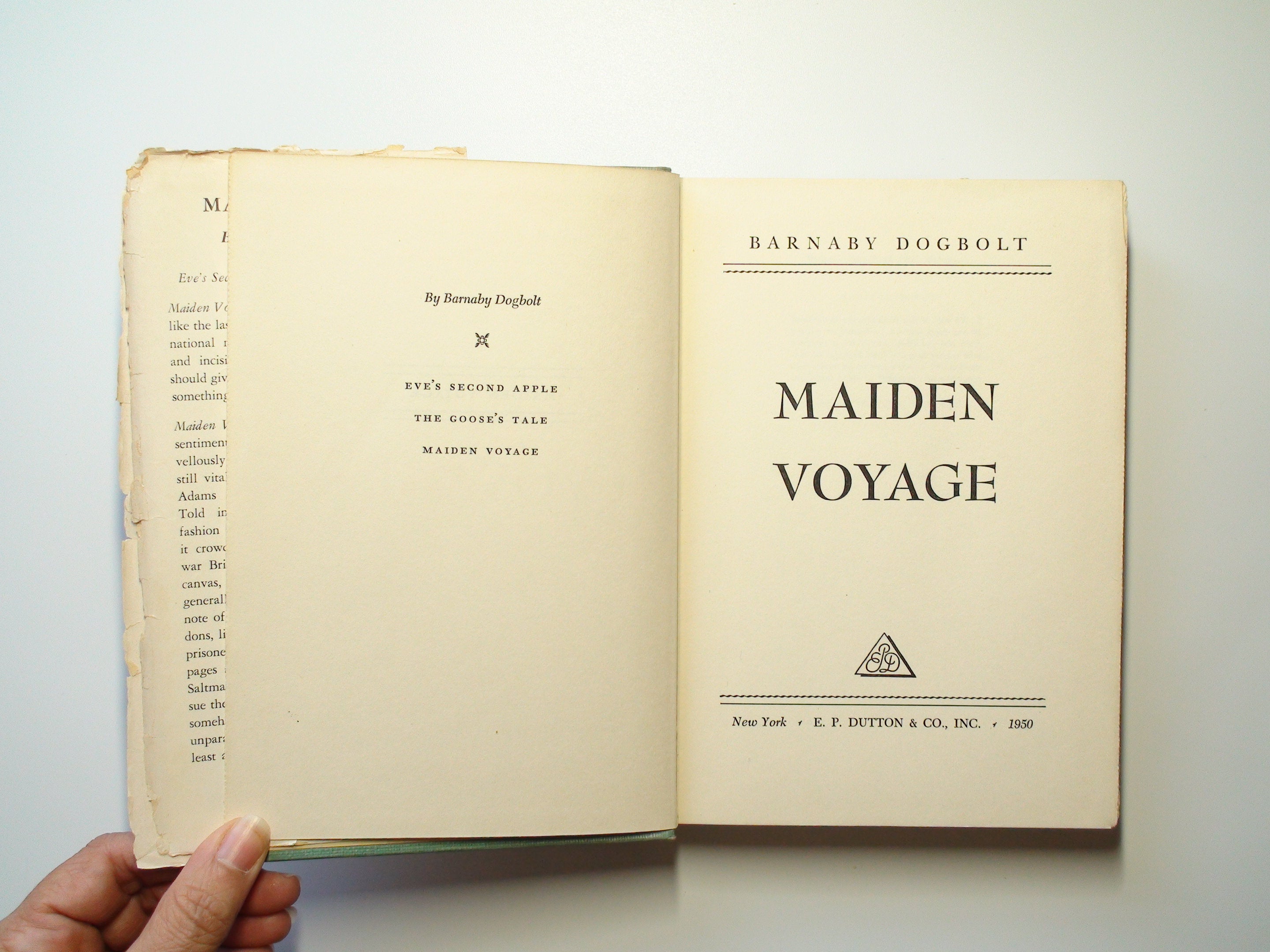 Maiden Voyage, Barnaby Dogbolt, 1st Ed, w DJ, 1950