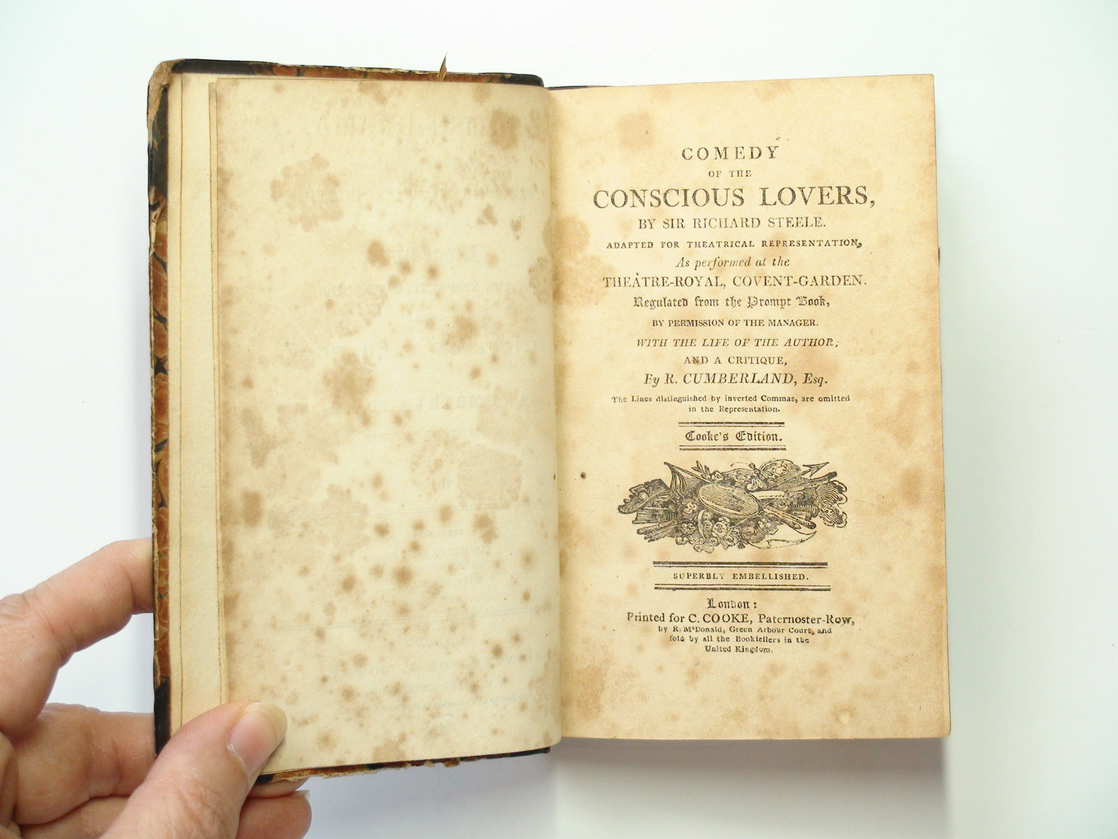 British Drama, 4 Vols, Vol V, VI, VIII, XII, Leather, Cooke's Ed, Rare, 1817