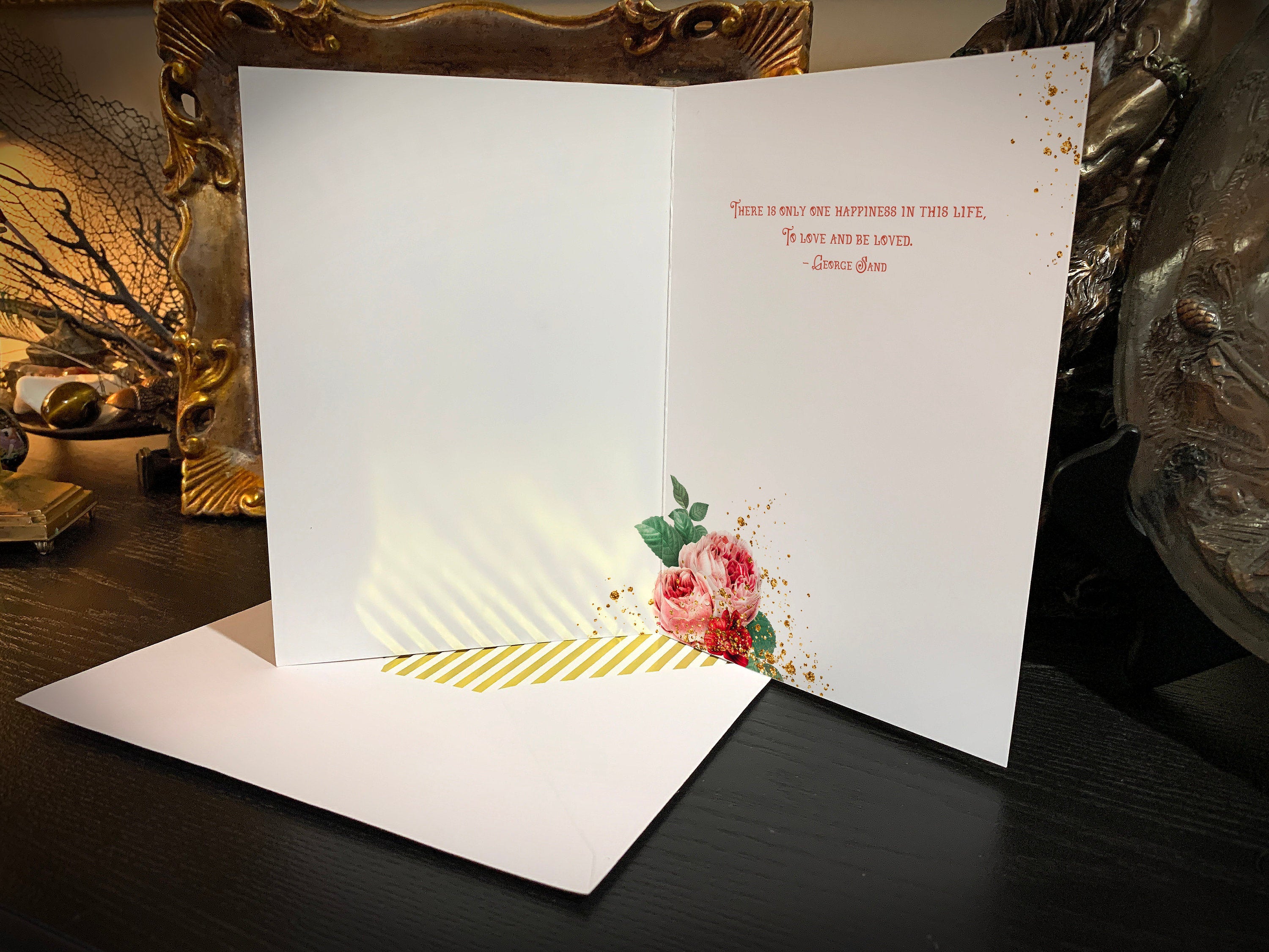 Be Mine, Vintage Victorian Valentine Greeting Card with Elegant Gold Foil Envelopes, 1 Card/Envelope