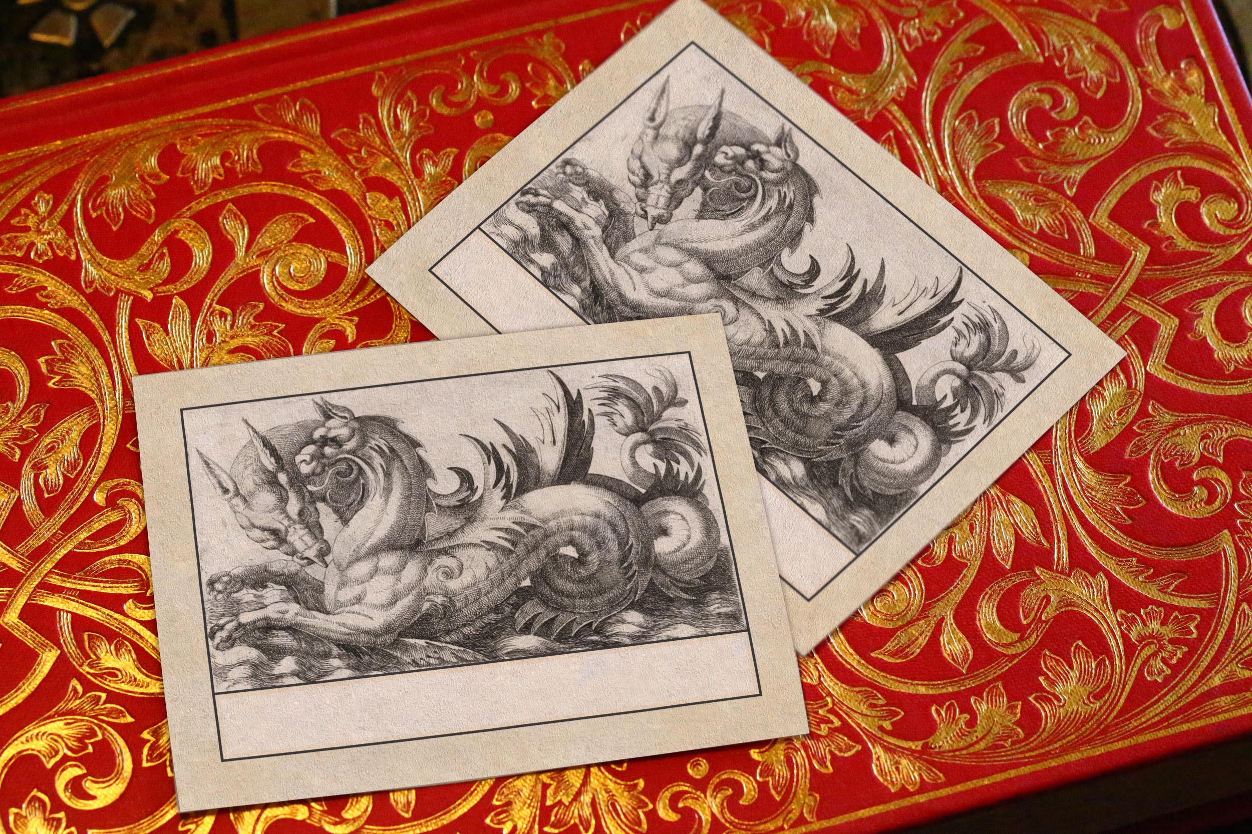 Sea Monsters, Personalized Ex-Libris Bookplates, Crafted on Traditional Gummed Paper, 3.25in x 2.5in, Set of 30