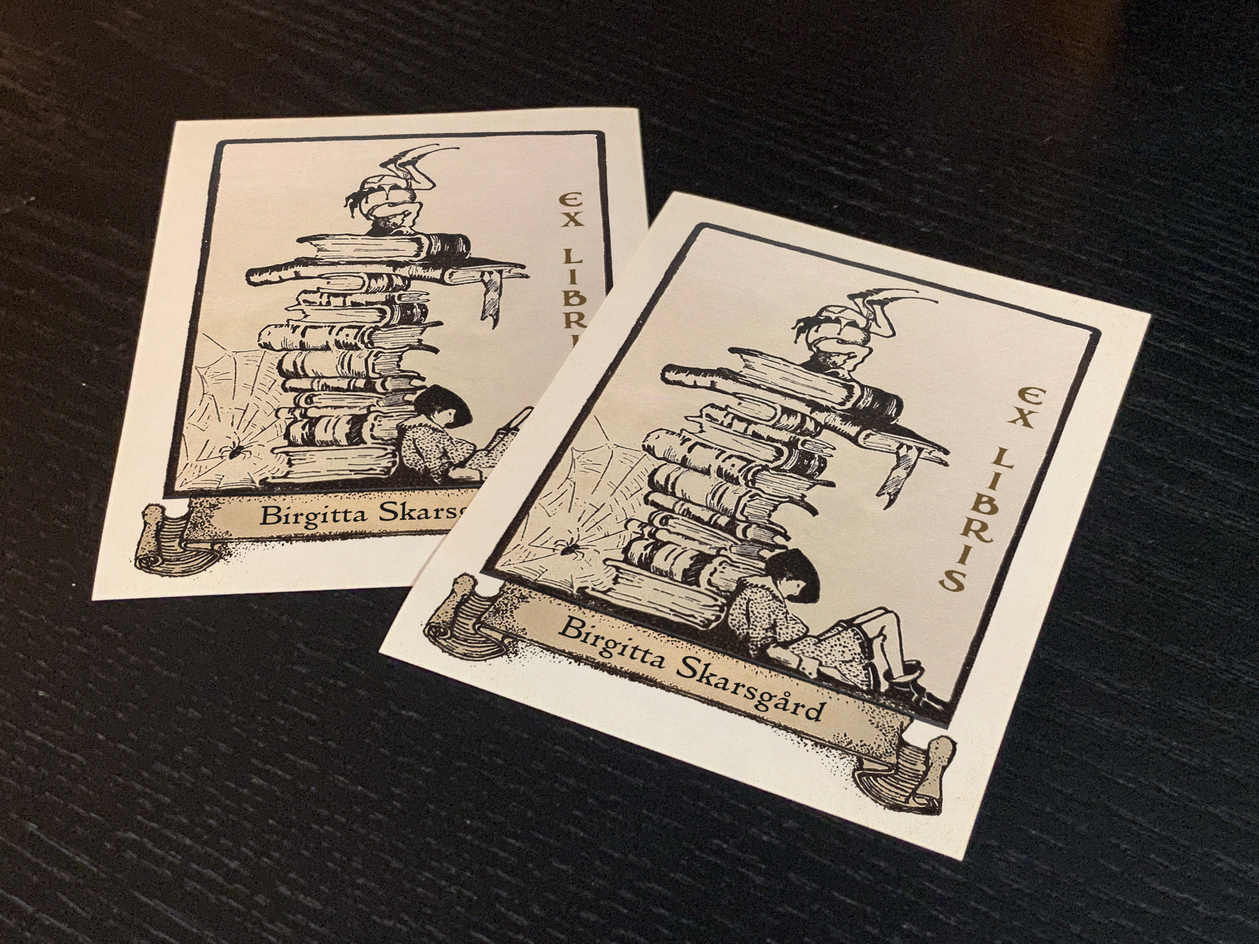Reading Elves, Personalized Ex-Libris Bookplates, Crafted on Traditional Gummed Paper, 3in x 4in, Set of 30