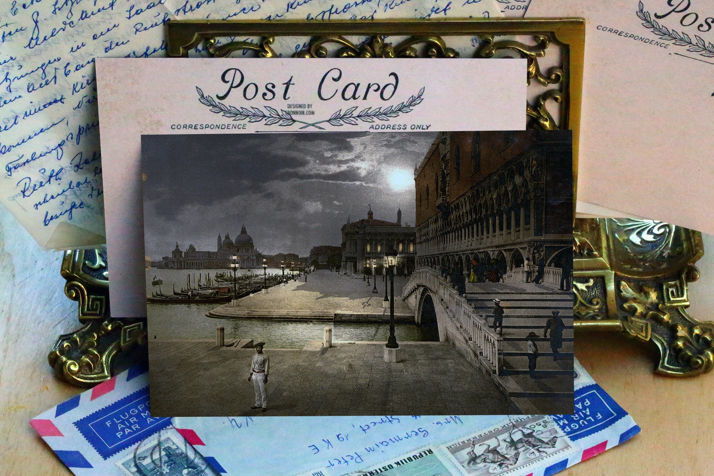 Venice by Moonlight Postcard/Greeting Card Set, Exclusively Designed, 4 Designs, 12 Cards