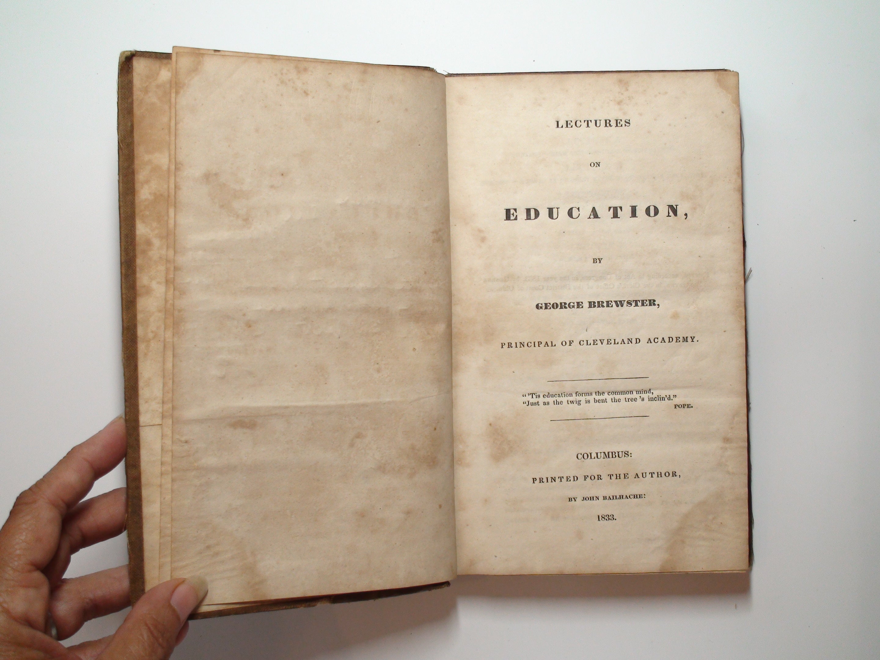 Lectures on Education, by George Brewster, Self Published, Rare, 1833