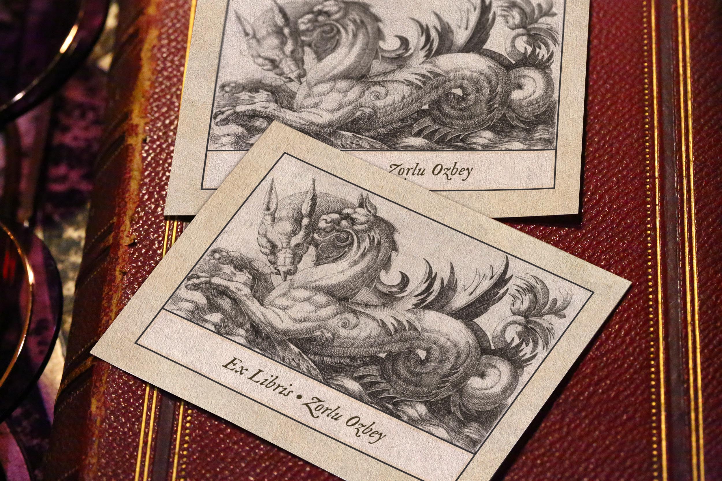 Sea Monsters, Personalized Ex-Libris Bookplates, Crafted on Traditional Gummed Paper, 3.25in x 2.5in, Set of 30