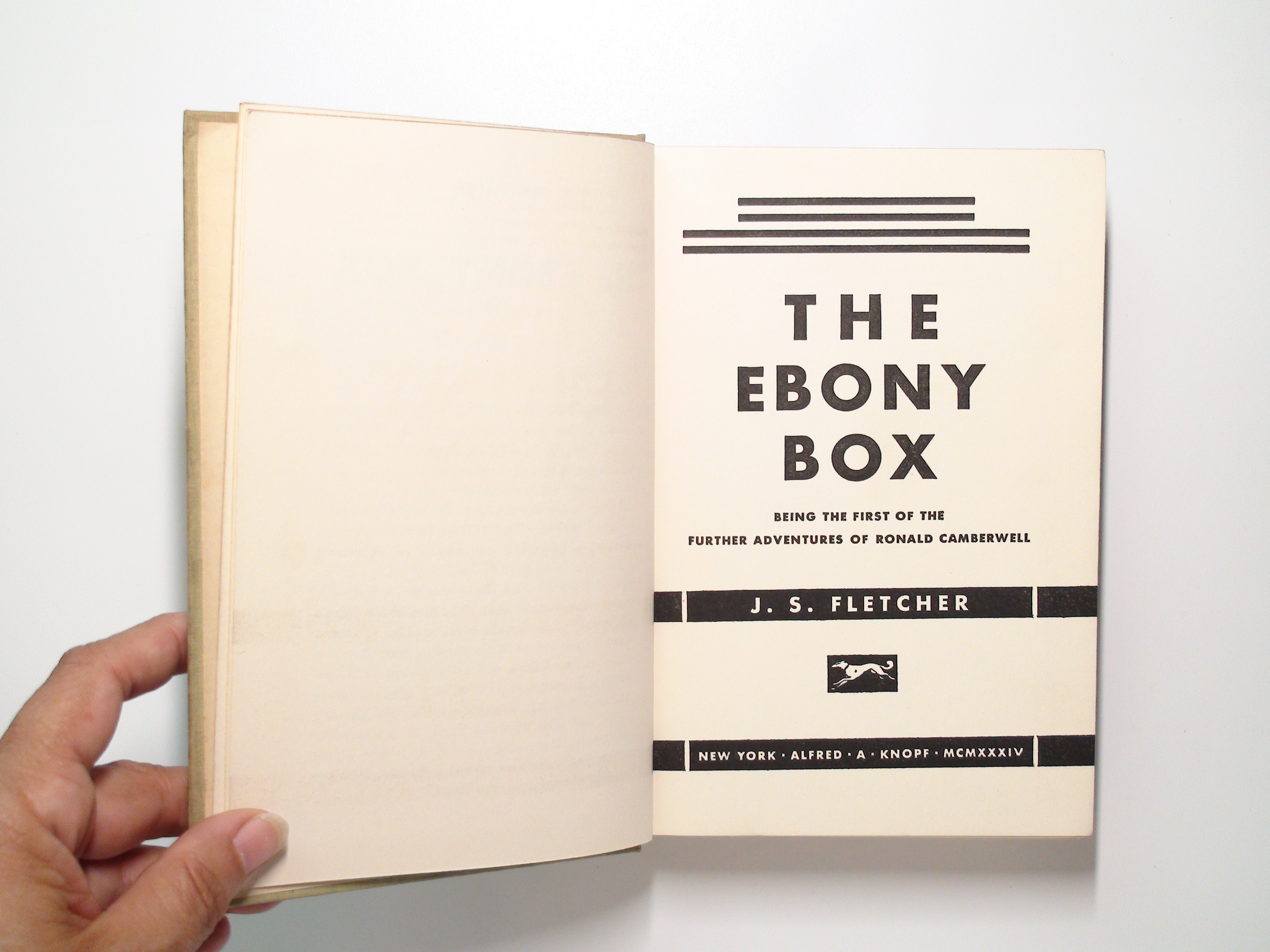 The Ebony Box by J. S. Fletcher, 1st American Ed, No D/J, 1934