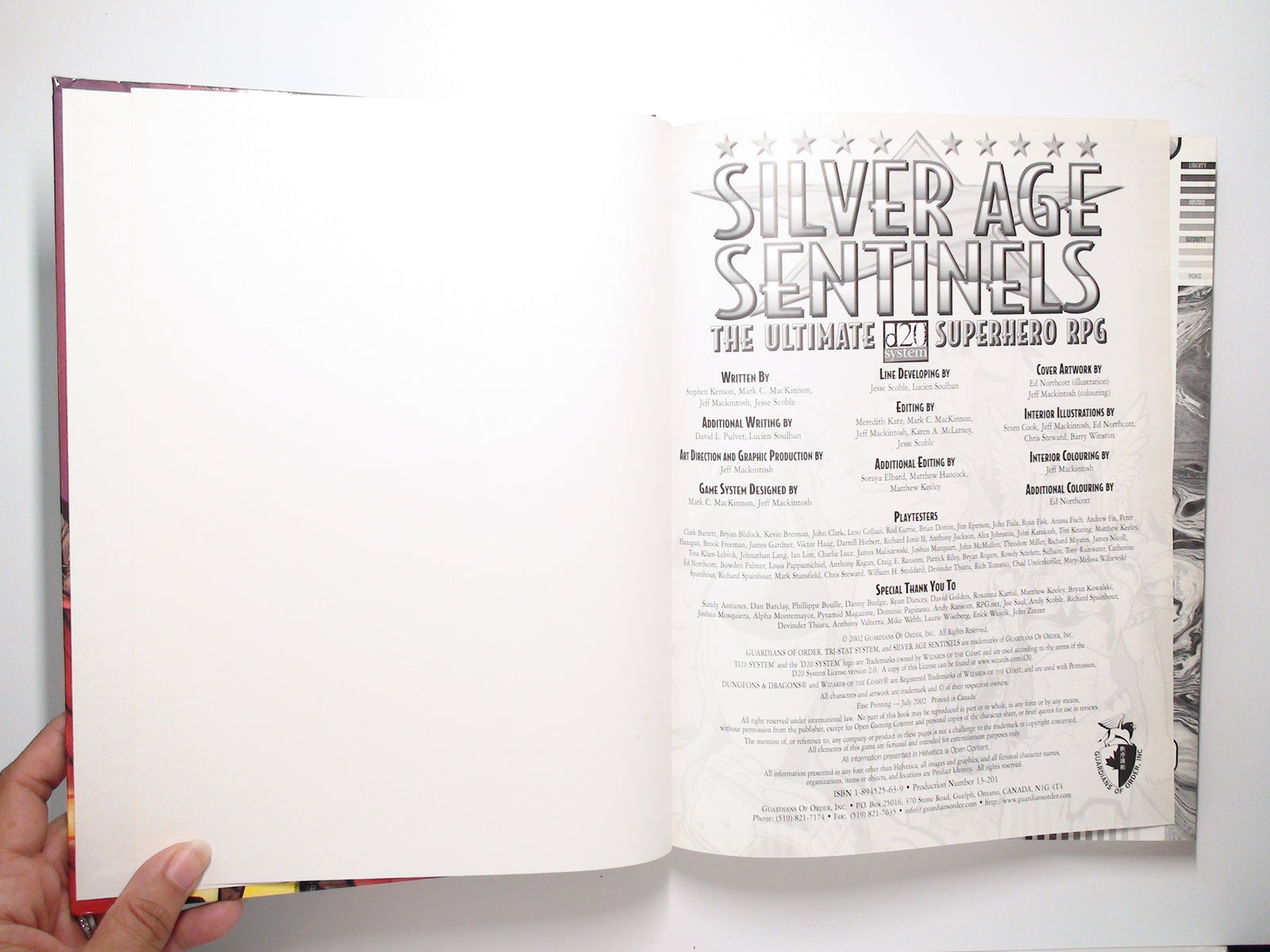 Silver Age Sentinels, Guardians of Order, Superhero RPG, d20, Rulebook, 2002