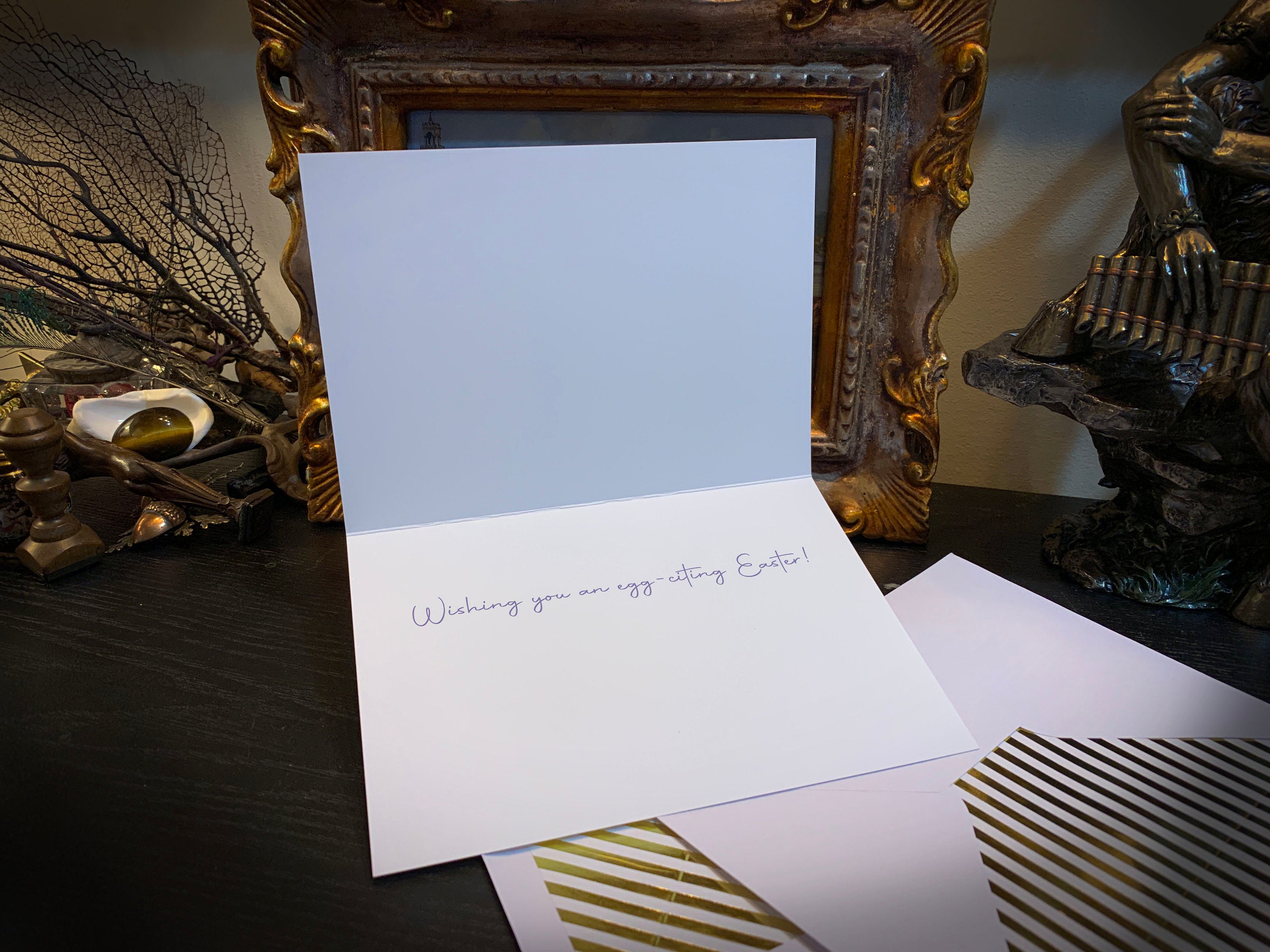 Pastel Easter Eggs, Easter Greeting Card with Elegant Striped Gold Foil Envelope, 1 Card/Envelope