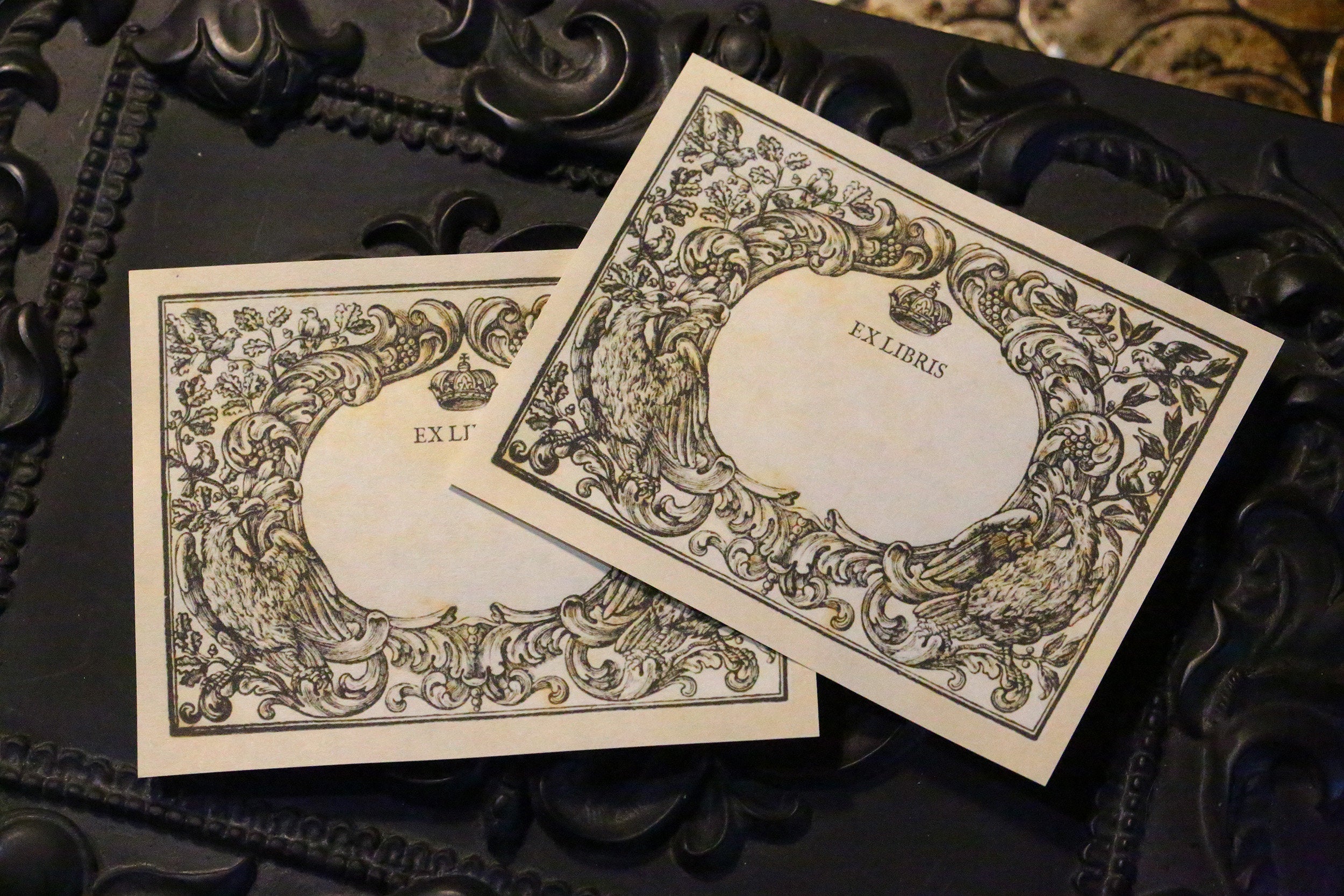Royal Eagles, Personalized Ex-Libris Bookplates, Crafted on Traditional Gummed Paper, 3.25in x 2.5in, Set of 30