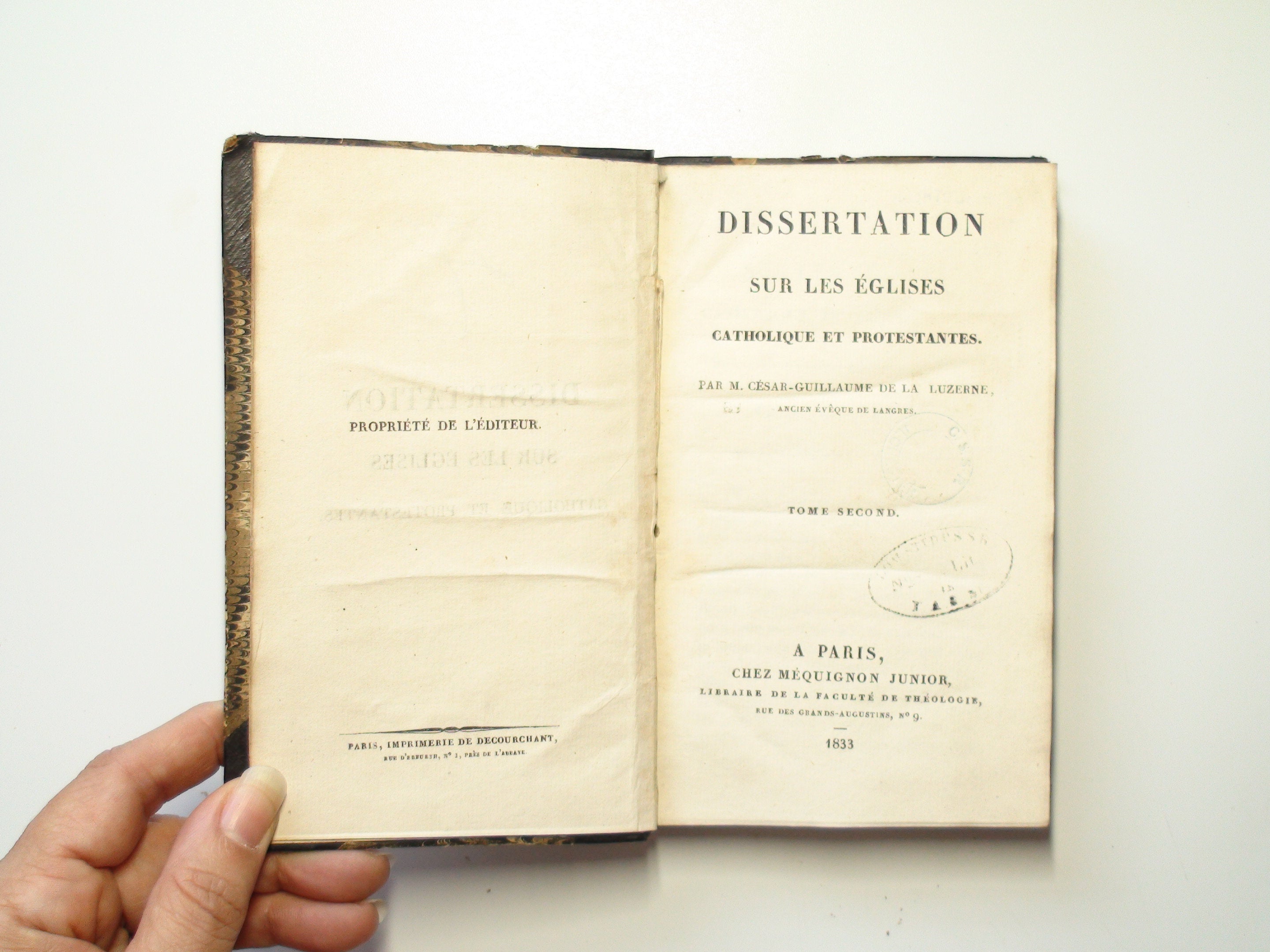 Dissertation Sur Les Eglises Catholique Et Protestantes, Luzerne, 2 Vol, 1833