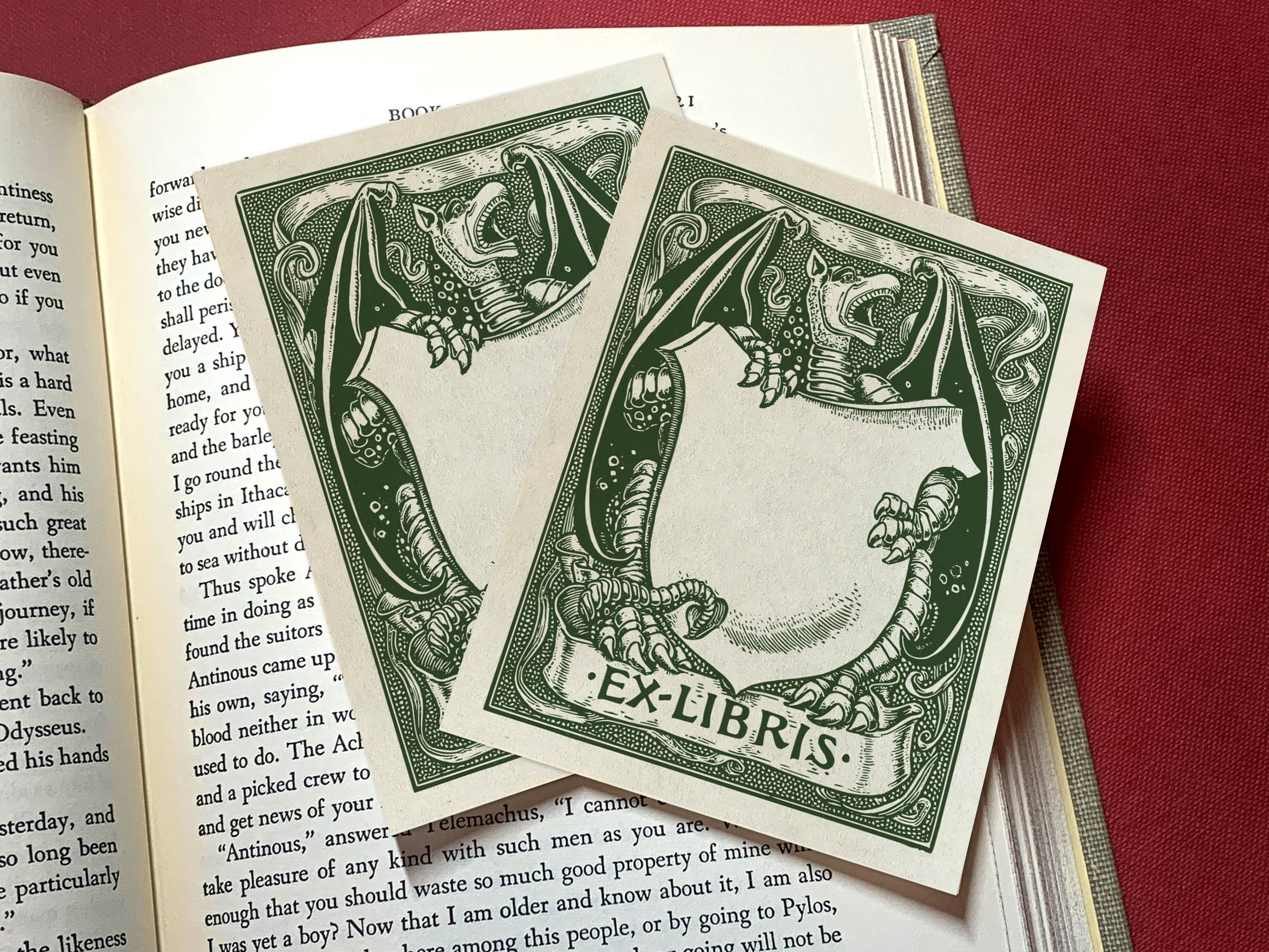 ex libris card sleeves Dragon and Shield, Personalized Ex-Libris Bookplates, Crafted on Tradi – Ebon et Noir