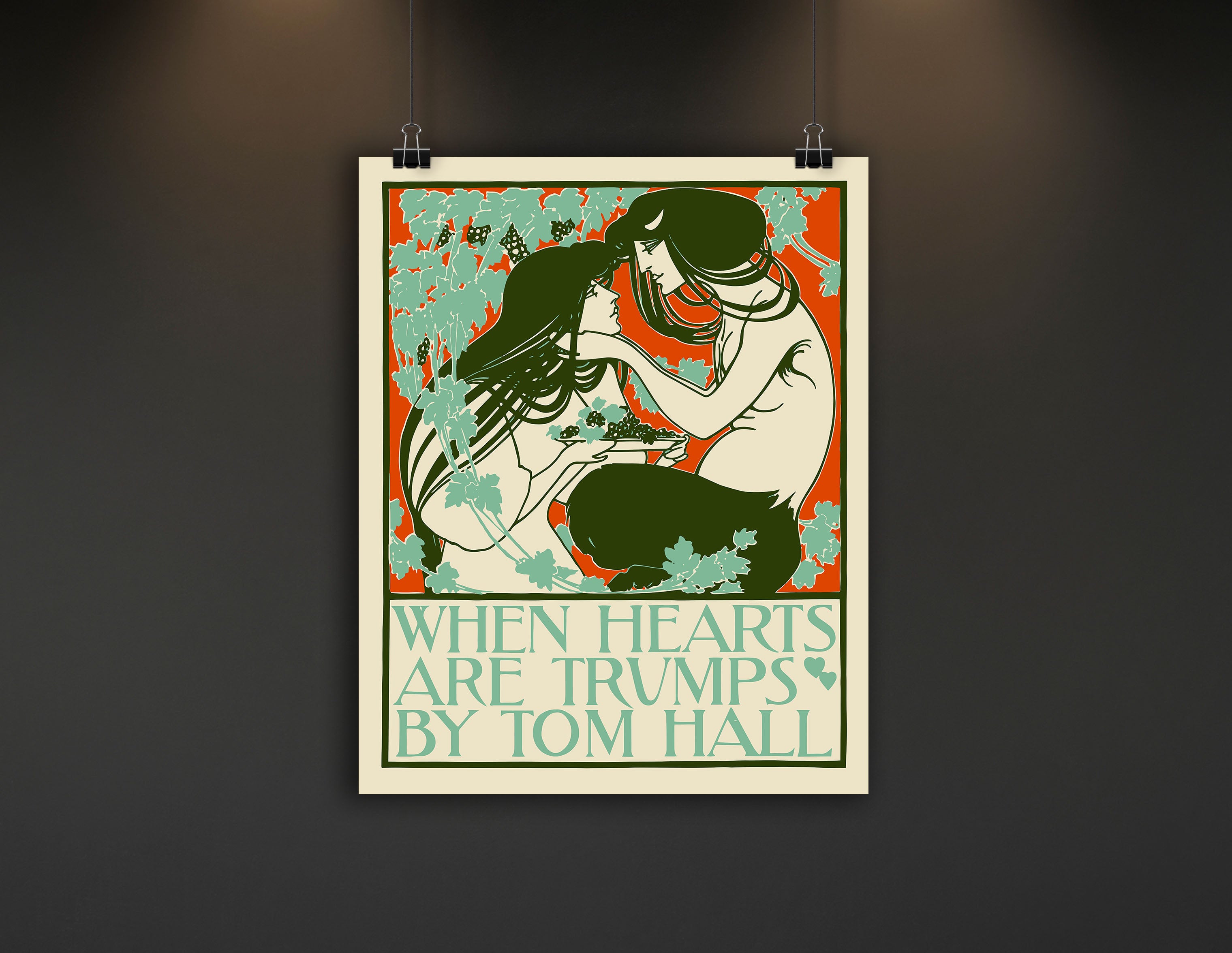 Hearts are Trumps Satyr and Nymph Art Deco Poster Print by William H. Bradley, Available in Multiple Sizes