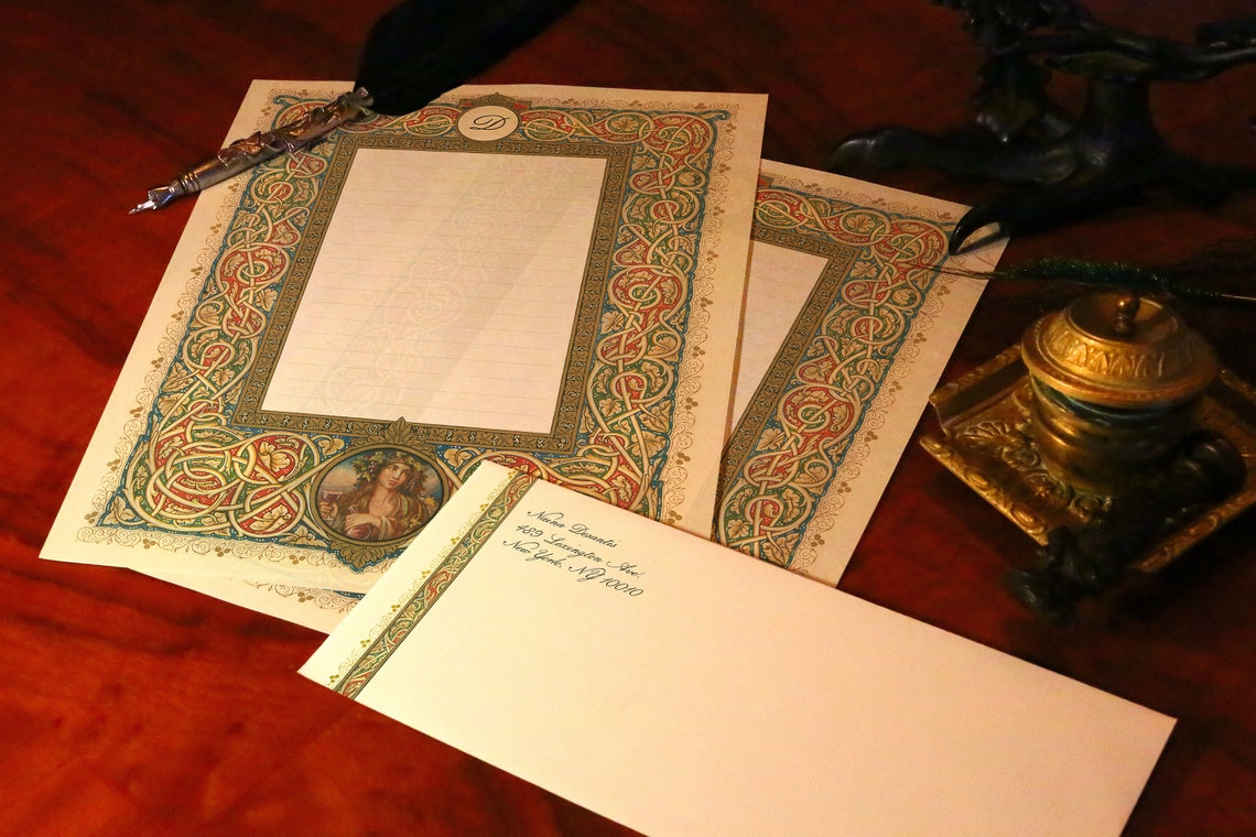 Bacchus Filigree, Luxurious Handcrafted Stationery Set for Letter Writing, Personalized, 12 Sheets/10 Envelopes