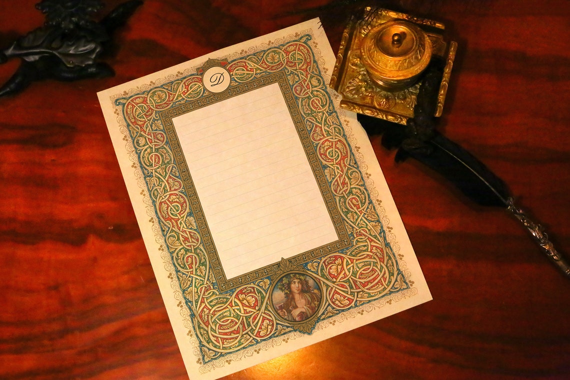 Bacchus Filigree, Luxurious Handcrafted Stationery Set for Letter Writing, Personalized, 12 Sheets/10 Envelopes
