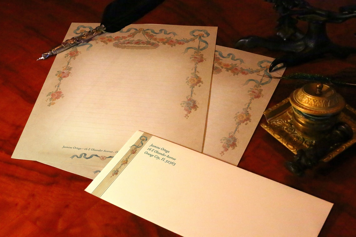 Fontenay, Luxurious Christian Stationery, Personalized and Handcrafted, 12 Sheets/10 Envelopes, Available in Two Colors