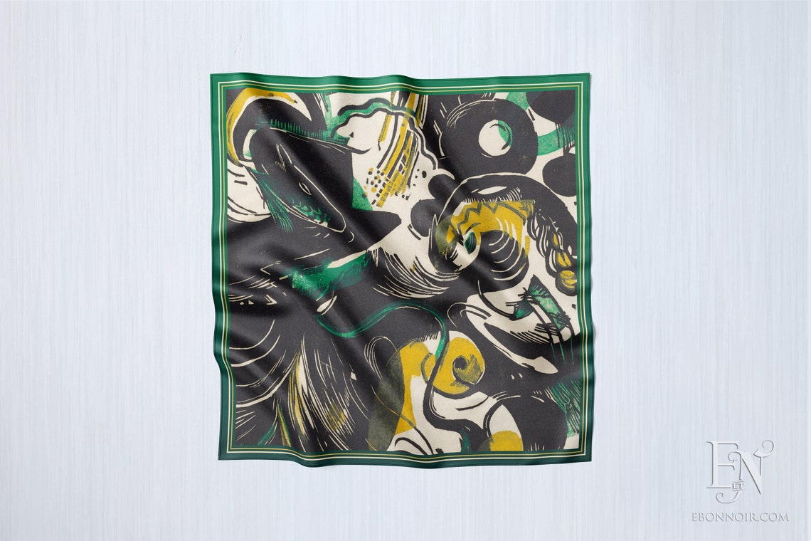 Genesis by Franz Marc, Luxurious Square Scarf/Wrap/Boho Shawl, Made to Order, Handmade and Cruelty Free