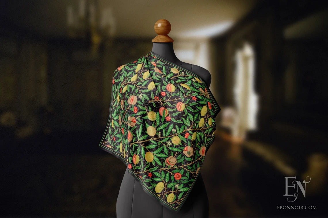 William Morris, Fruit Pattern, Luxurious Square Scarf/Wrap/Boho Shawl, Made to Order, Handmade and Cruelty-Free
