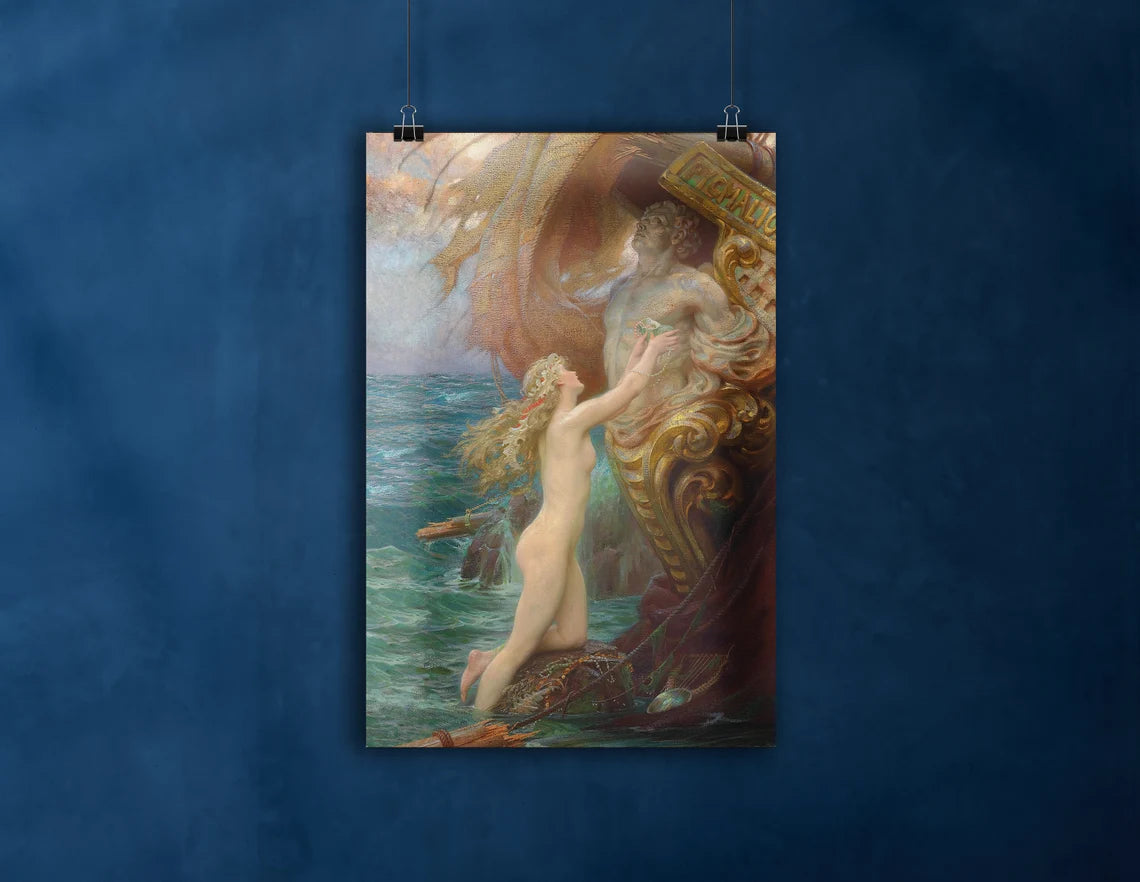 A Deep Sea Idyll by Herbert James Draper, Museum-quality Poster Print, Available in Two Sizes
