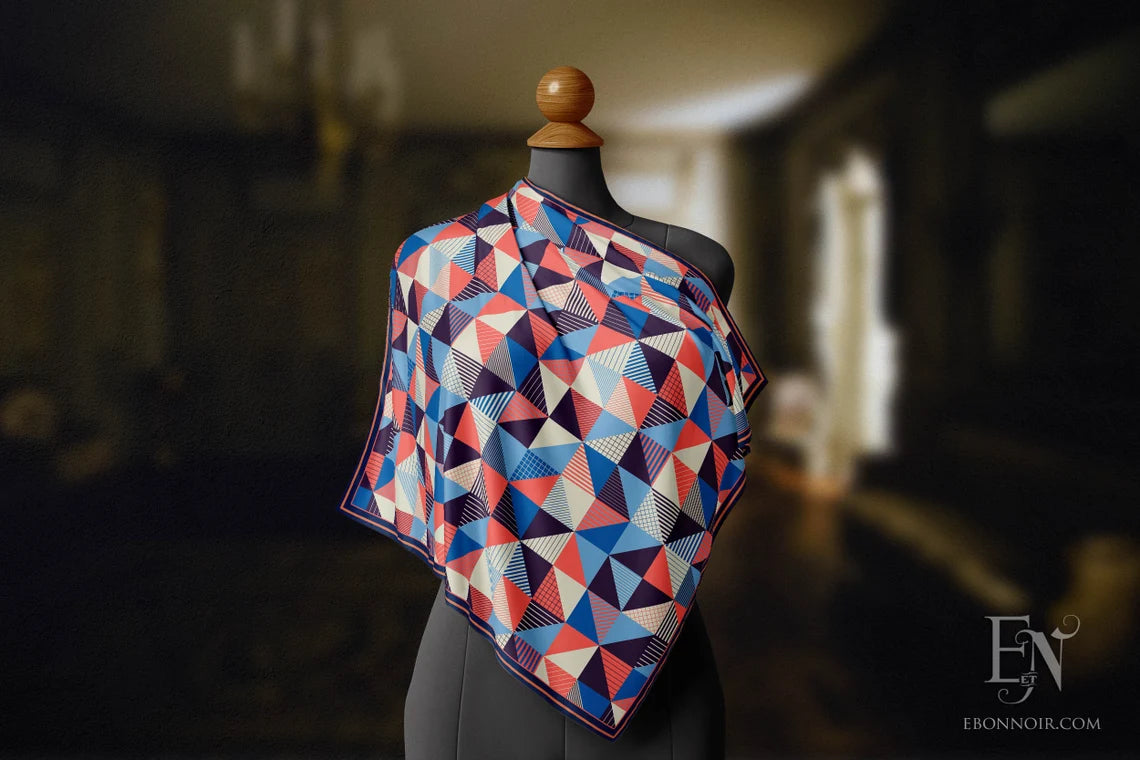 Mod Triangles, Luxurious Square Scarf/Wrap/Boho Shawl, Made to Order, Handmade and Cruelty-Free