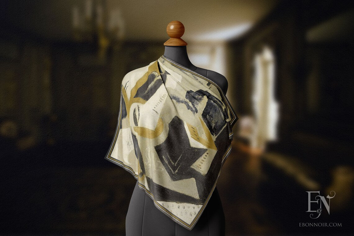Cubist Composition, by Maria Blanchard, Luxurious Square Scarf/Wrap/Boho Shawl, Made to Order, Handmade and Cruelty-Free