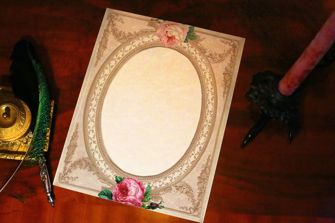 Vintage Victorian Rose, Luxurious Handcrafted Stationery Set for Lette ...