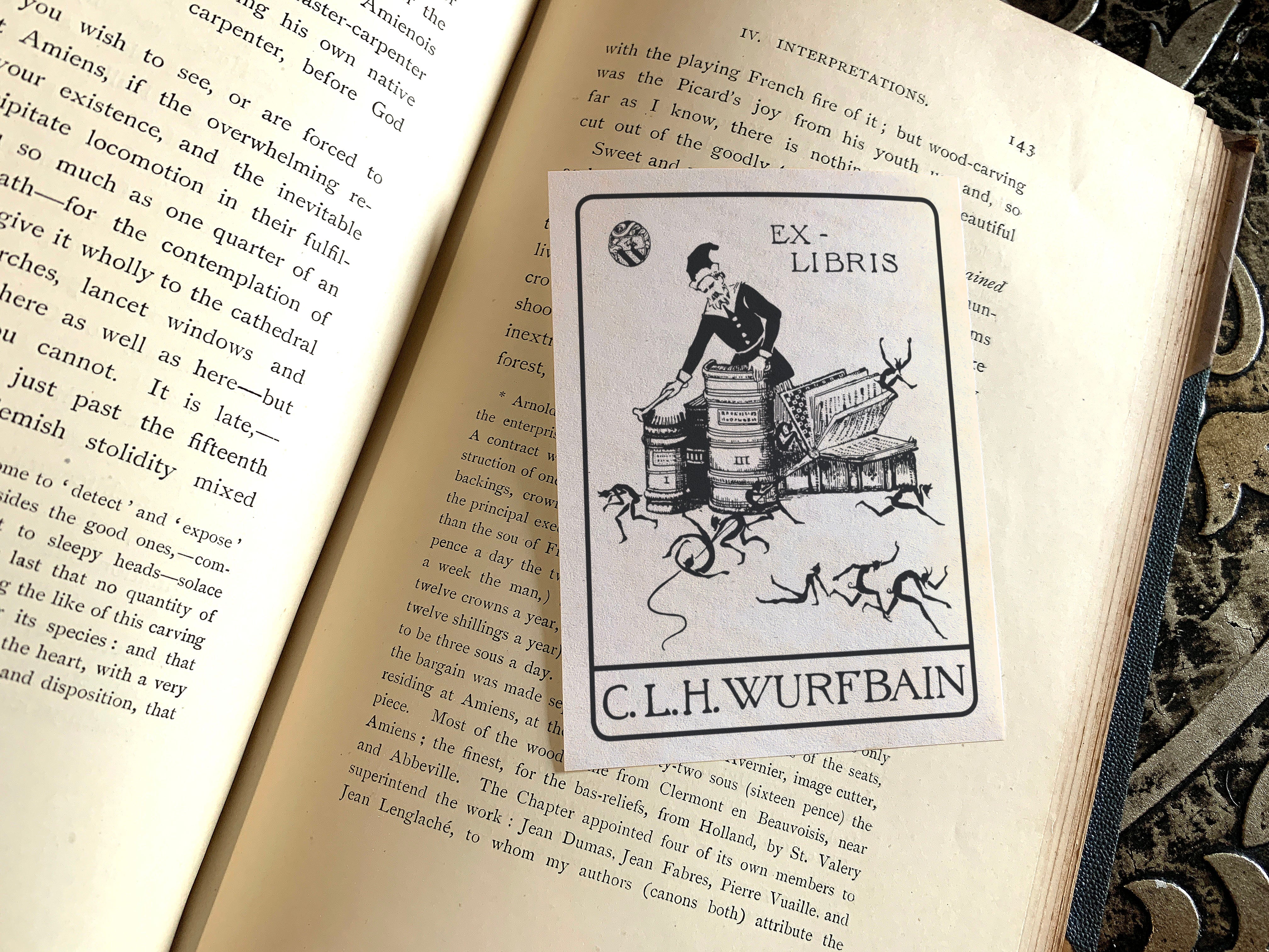 WURFBAIN CUSTOM ORDER, Personalized Ex-Libris Bookplates, Crafted on Traditional Gummed Paper, 4in x 3in, 450 Pieces
