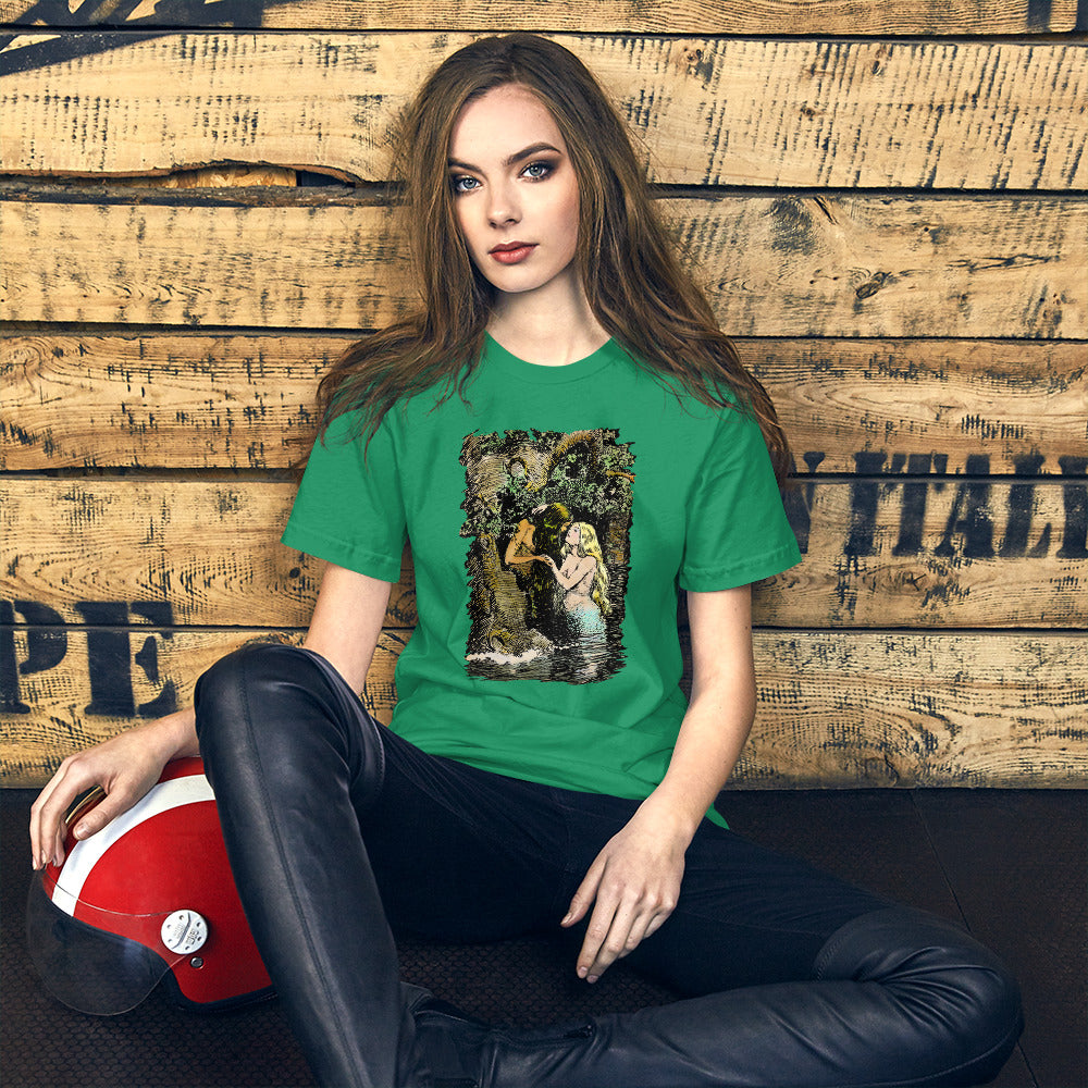 The Nymph Caught the Dryad in Her Arms, Illustrated by Harold Robert Millar, Unisex T-shirt, Available in Multiple Colors